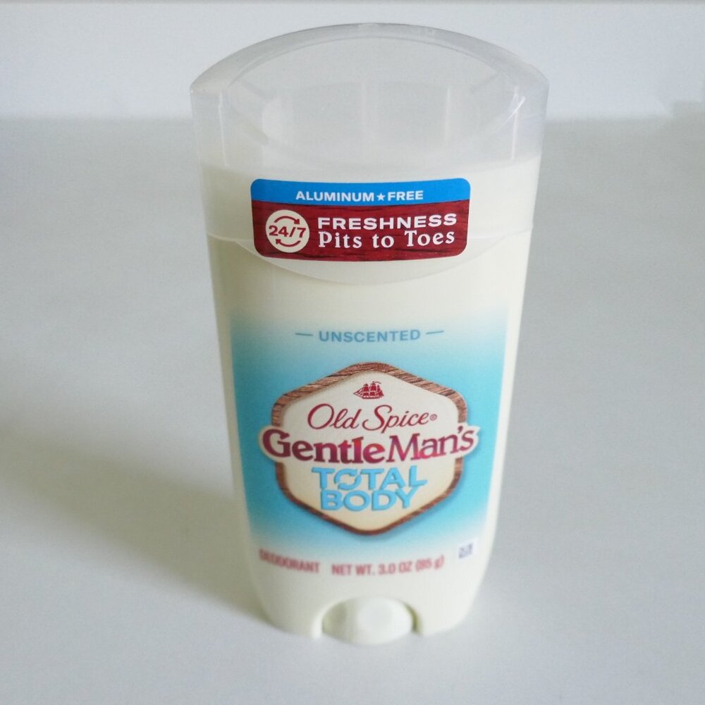 NEW Old Spice Gentleman's Total Body Deodorant aluminum free unscented 3oz